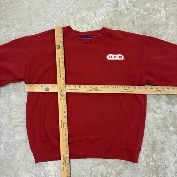 HEB Employee Sweatshirt Unisex Large Red Long Sleeve Pullover Uniform Work Wear - Picture 4 of 9
